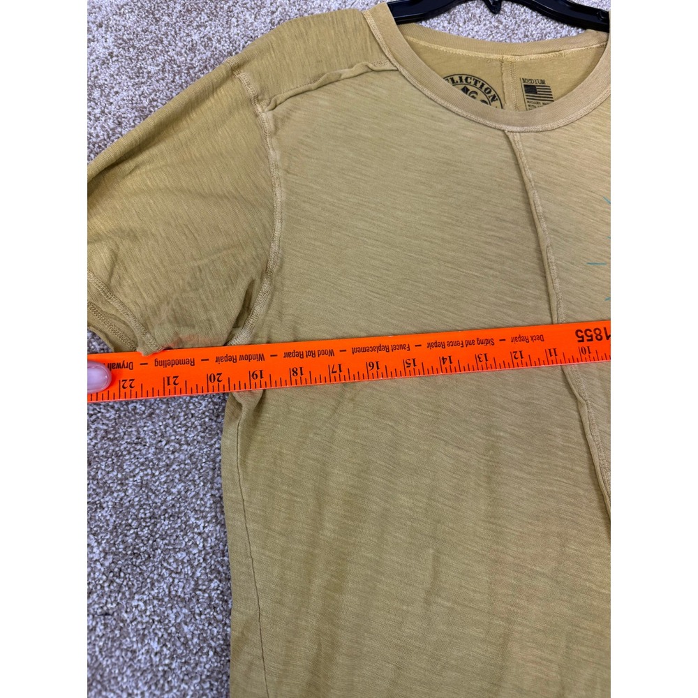 Y2K NEW Affliction Womens Medium Mustard Yellow Skull Rose Graphic Crew Tee MMA - Picture 8 of 11